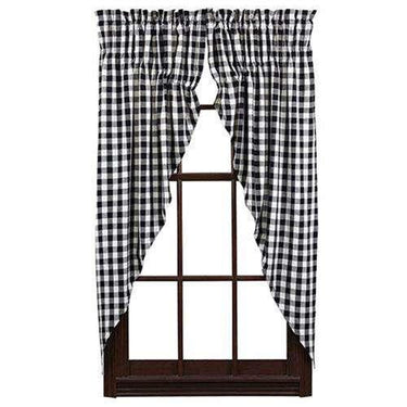 *2/Set, Buffalo Black Check Prairie Curtains - The Fox Decor